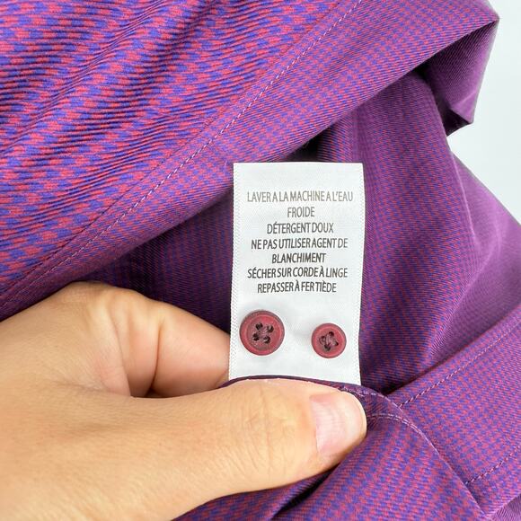 Robert Graham Woven Button Front Long Sleeve Shirt Hearst Houndstooth Berry M - Picture 7 of 10